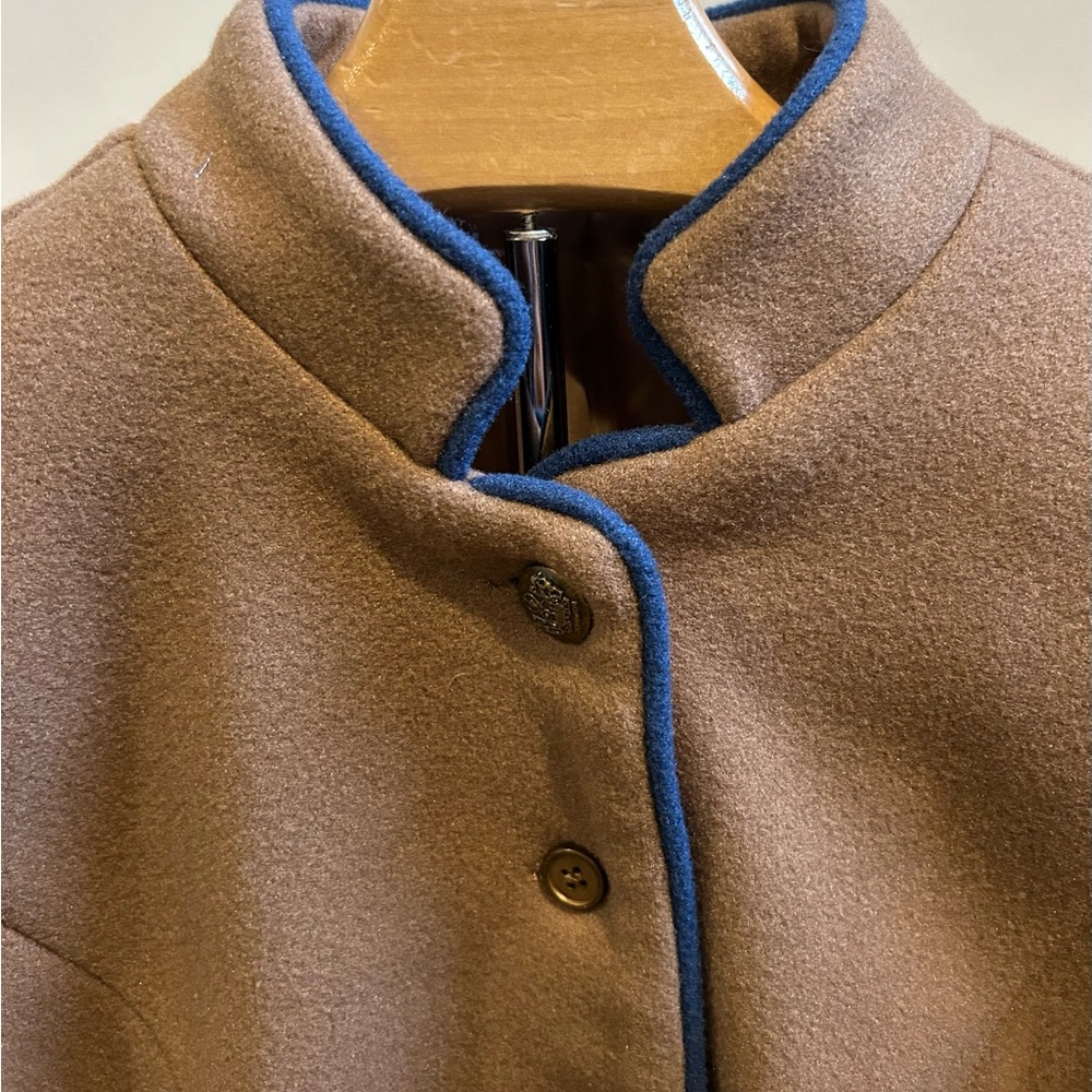 Structured Wool-Blend Jacket with Blue Trim - Size M New w/o Tags - Picture 3 of 5